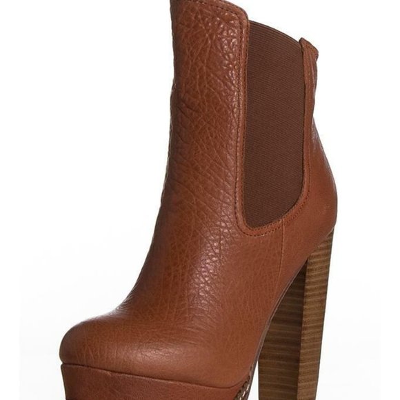 Plomo Isabella Boot Wood Elephant Ankle Brown Elastic Leather Textured Designer - Picture 1 of 5